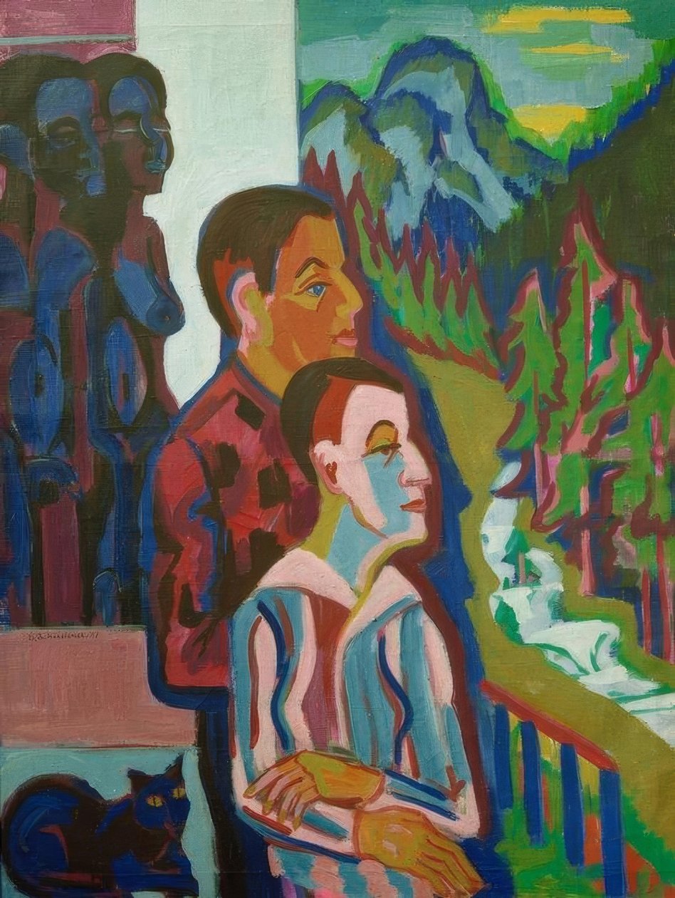 Před východem slunce – i s Ernou před Wildbodenhausem od Ernst Ludwig Kirchner
