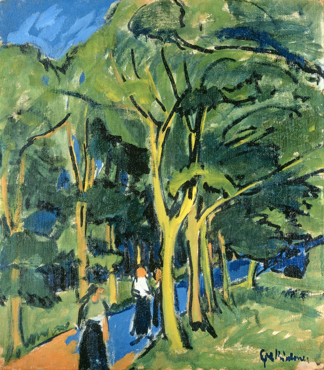 Waldstrasse, kolem roku 1910 od Ernst Ludwig Kirchner