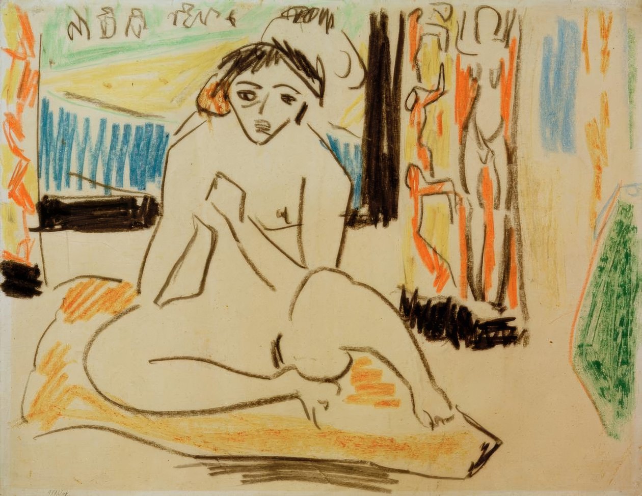 Ženský akt v zrcadle od Ernst Ludwig Kirchner