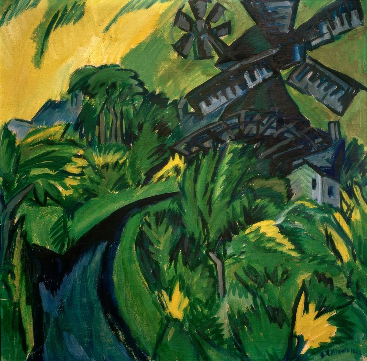 Větrný mlýn na Fehmarnu od Ernst Ludwig Kirchner