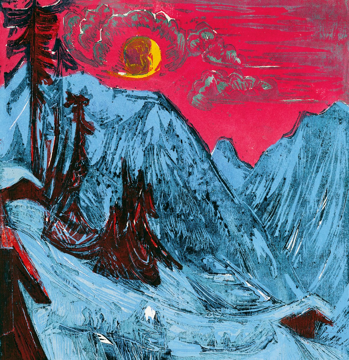 Zimní měsíční noc od Ernst Ludwig Kirchner