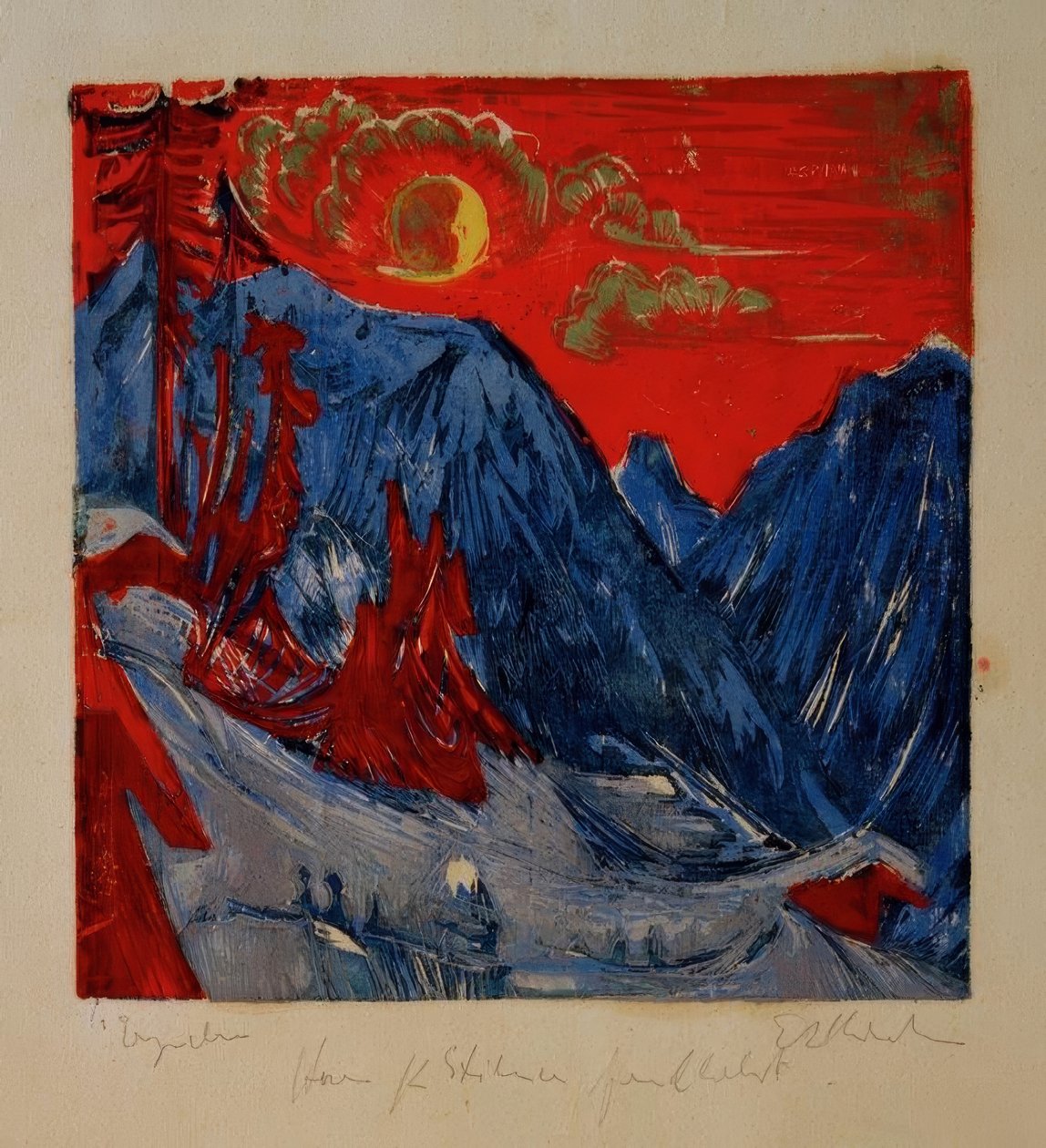 Zimní noc v ústech od Ernst Ludwig Kirchner