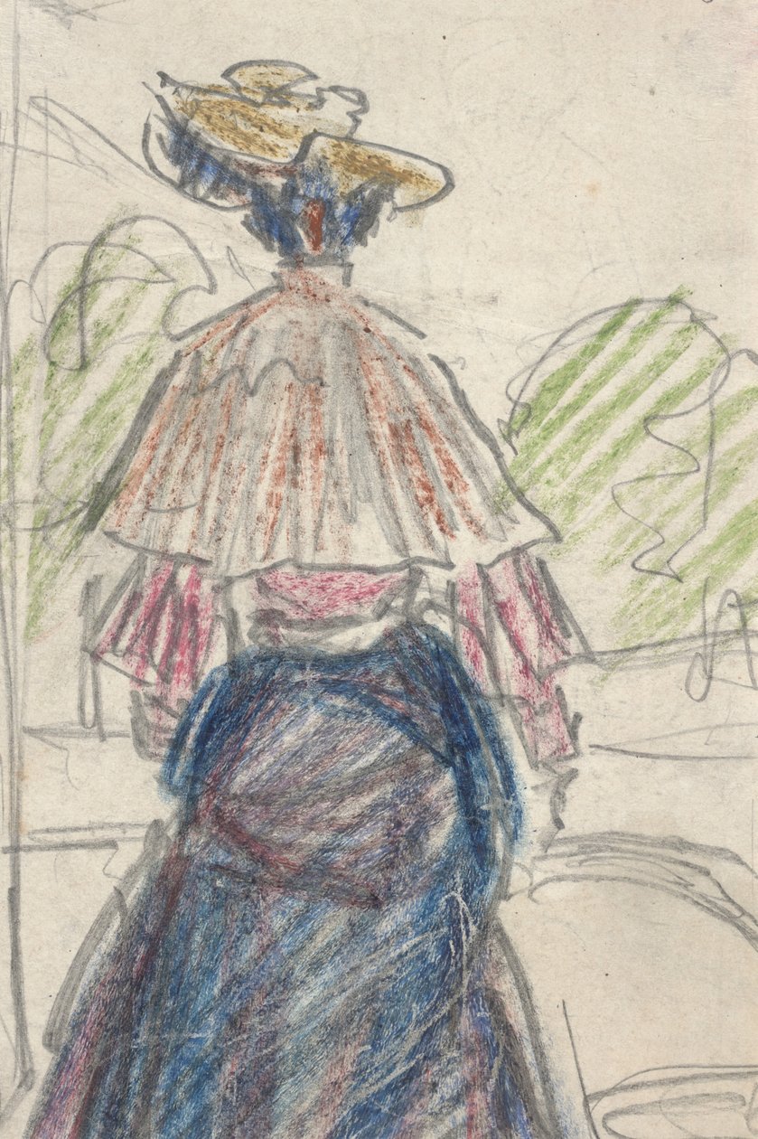 Žena v krajině při pohledu zezadu (tužka a pastelka na papíře) od Ernst Ludwig Kirchner