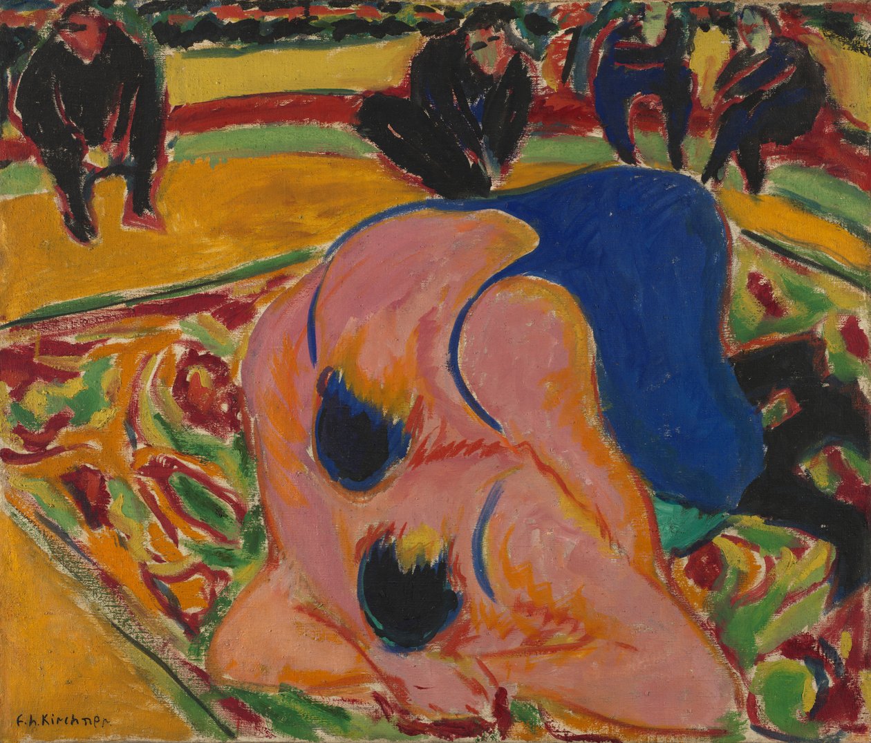 Zápasníci v cirkusu od Ernst Ludwig Kirchner