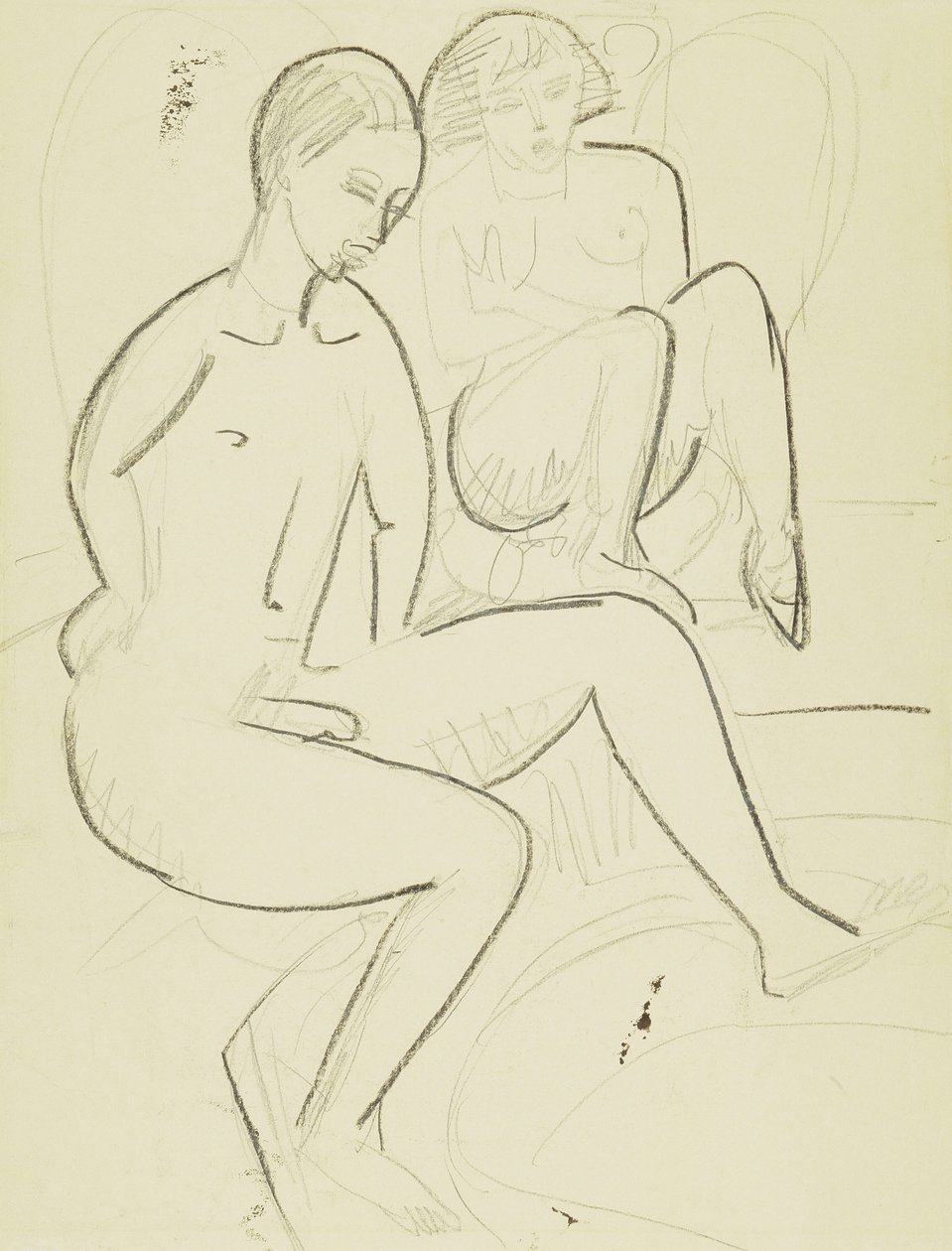 Mladý pár v koupelně od Ernst Ludwig Kirchner
