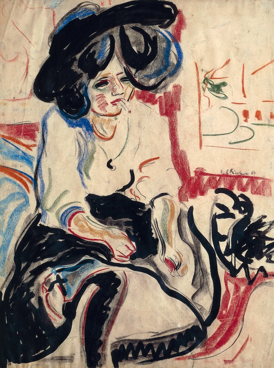 Mladá žena s cigaretou od Ernst Ludwig Kirchner