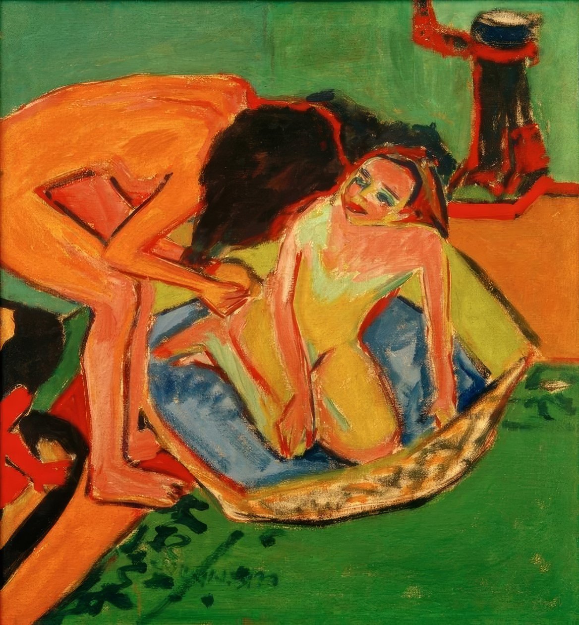 Dva akty s vanou a troubou od Ernst Ludwig Kirchner
