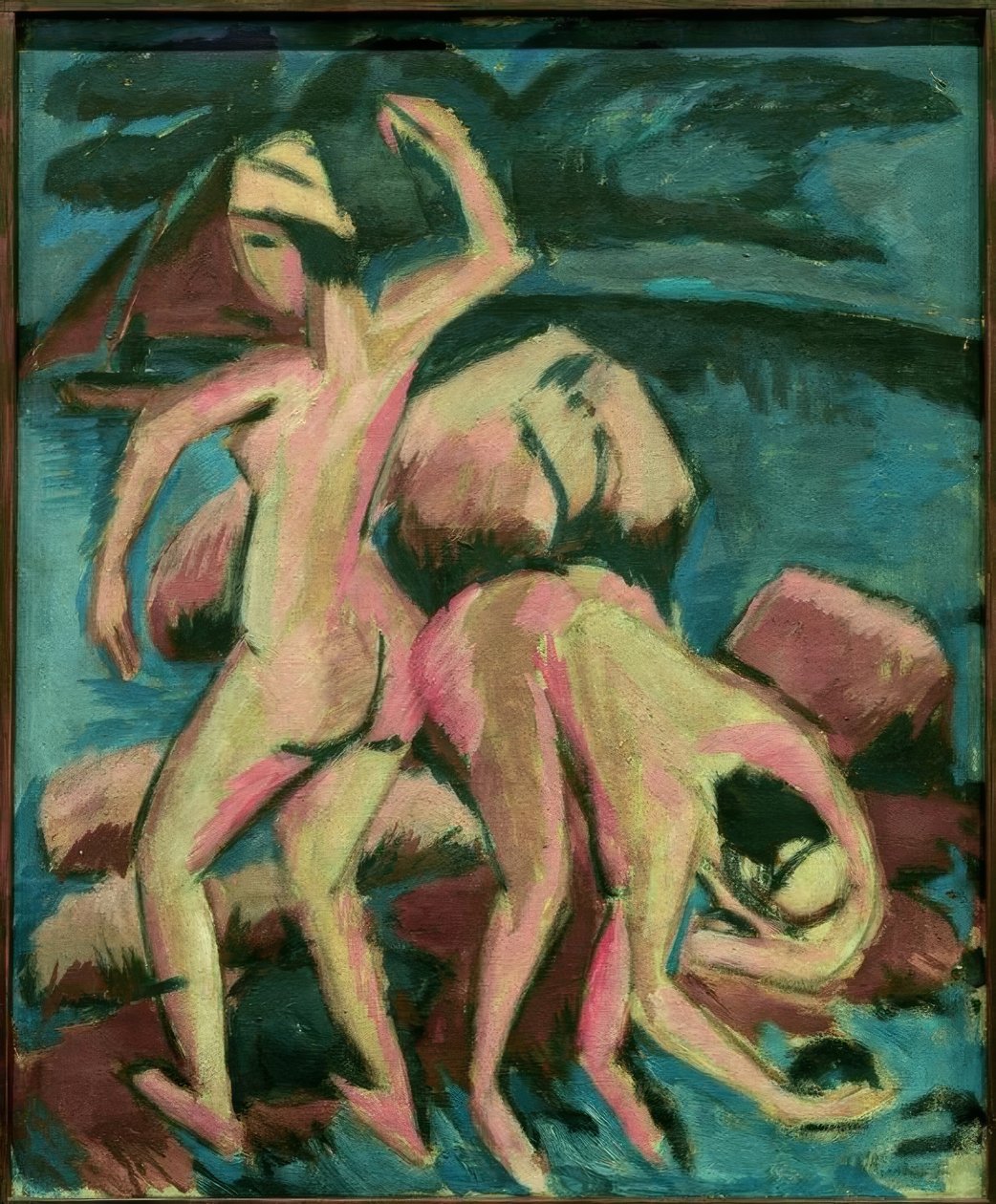 Dva koupající se, Fehmarne od Ernst Ludwig Kirchner