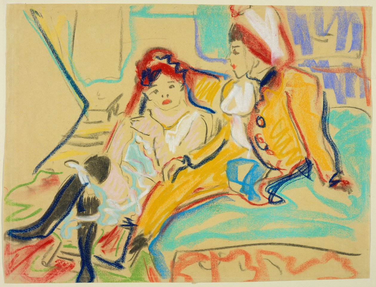 Dvě dívky na divanu od Ernst Ludwig Kirchner
