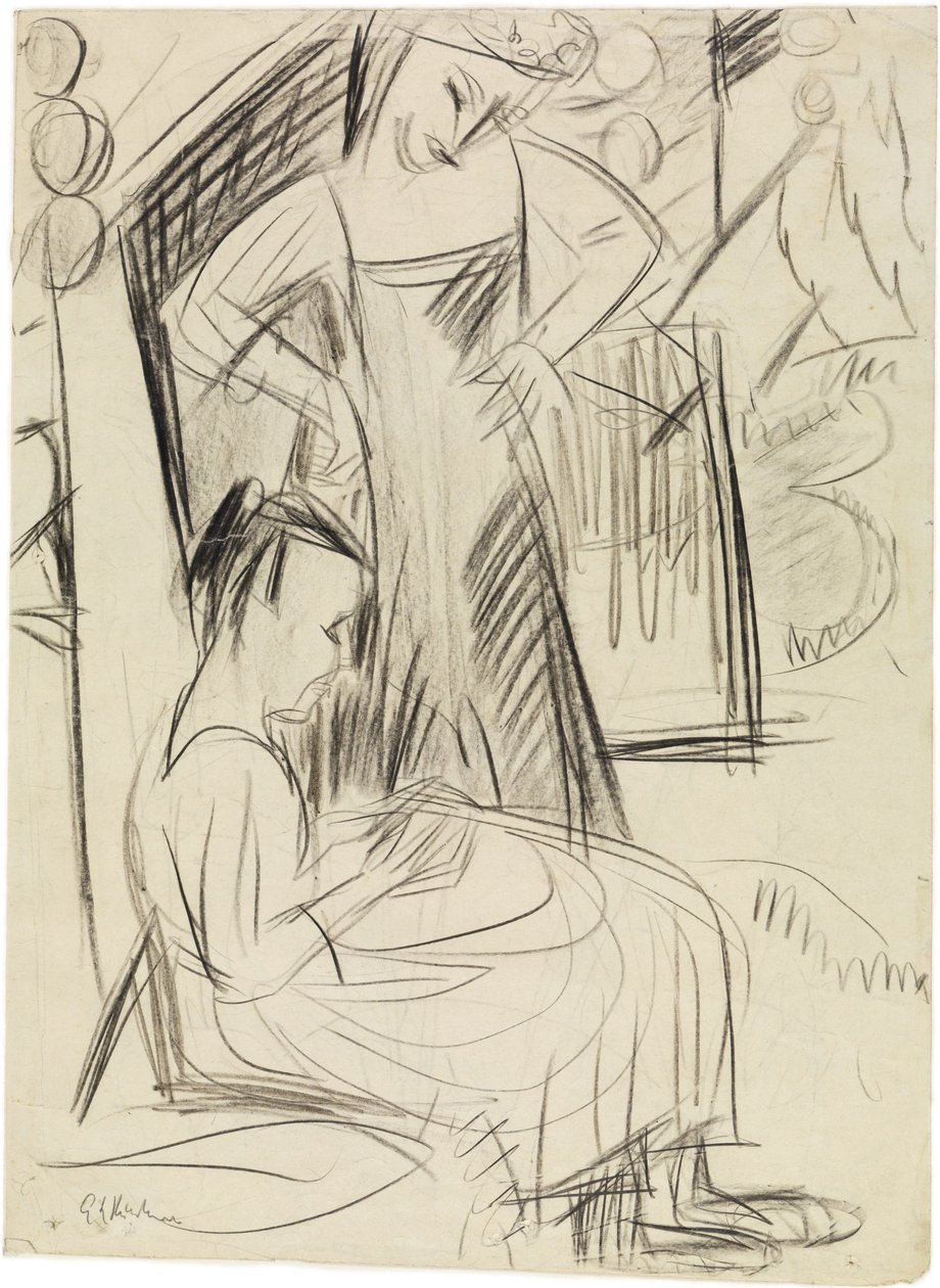 Dvě dívky před domem od Ernst Ludwig Kirchner