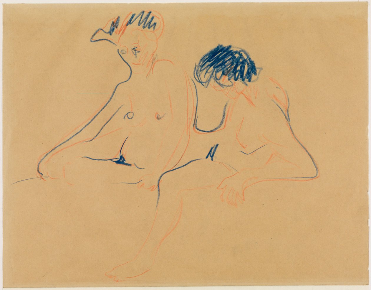Dva sedící akty (nebo: Nahý pár) od Ernst Ludwig Kirchner