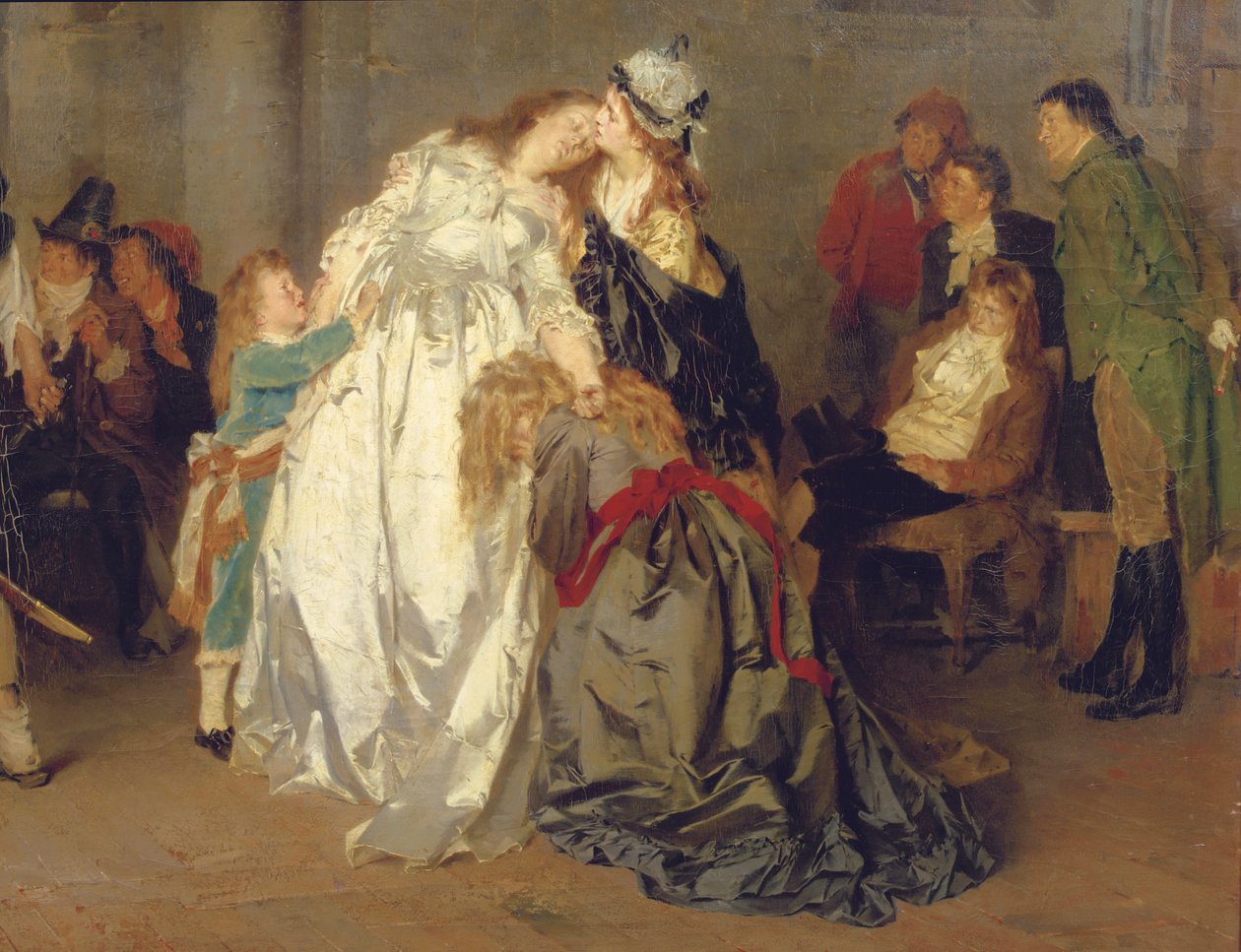Francouzský král Ludvík XVI. se loučí se svou rodinou ve věznici Temple, detail, 1873 od Ernst Meisel