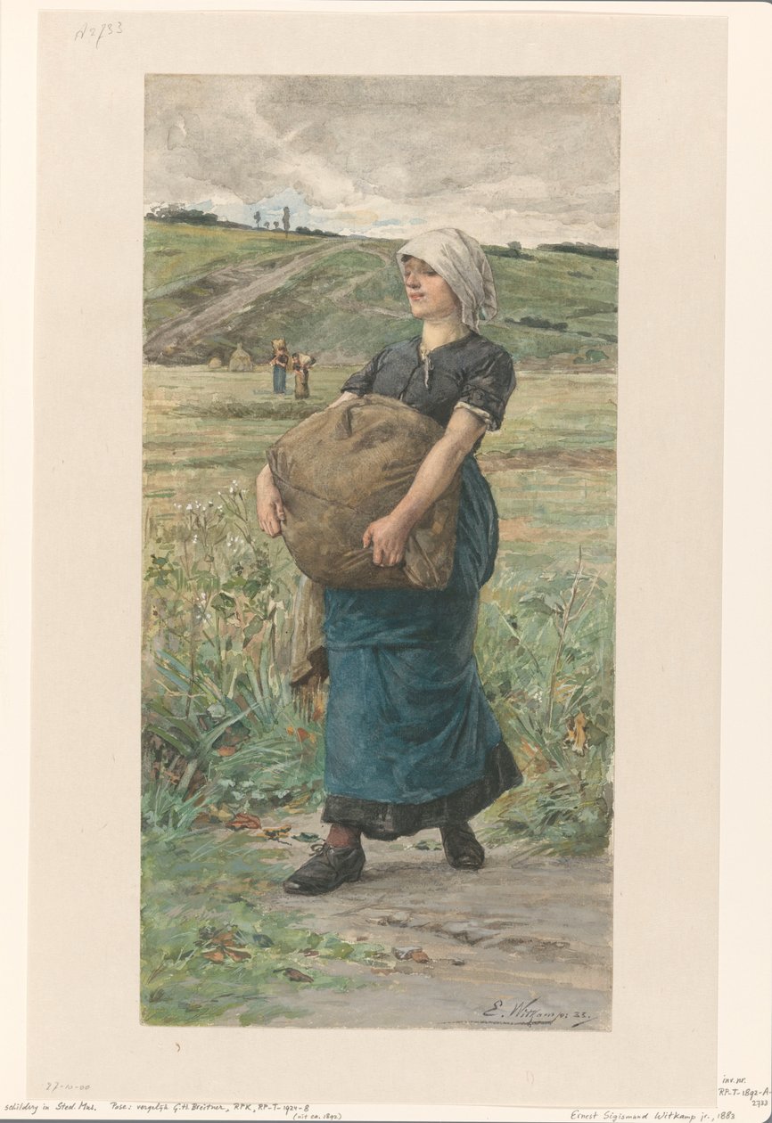 Chodící žena s těžkou taškou od Ernst Witkamp (signed by artist)