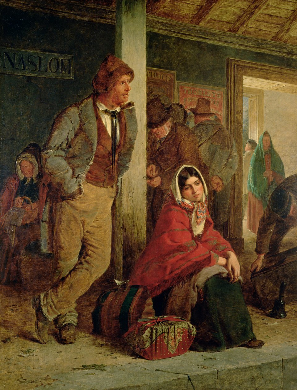 Irští emigranti čekající na vlak, 1864 od Erskine Nicol