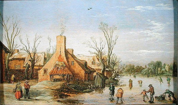 Vesnice v zimě, 1623 (olej na panelu) od Esaias I van de Velde
