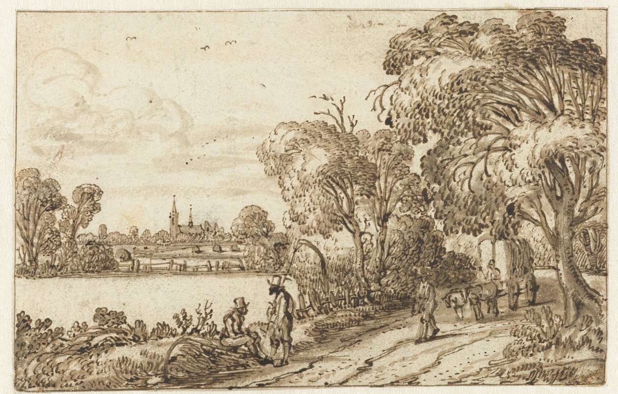 Krajina se silnicí mezi poli a lesem od Esaias van de Velde (possibly)