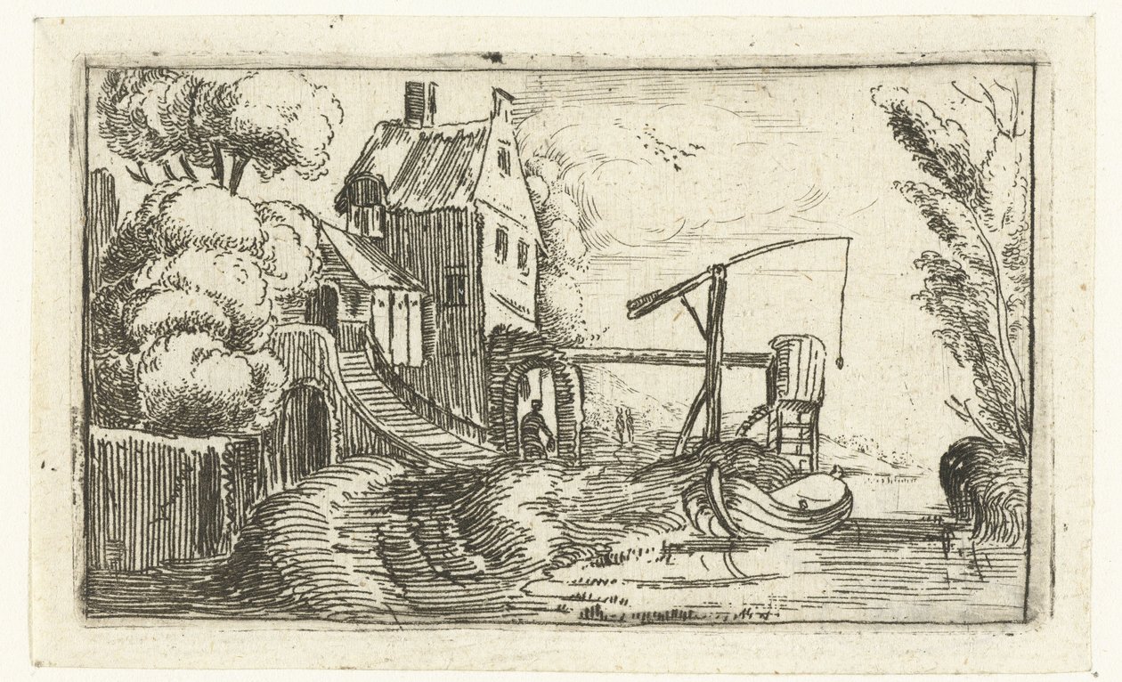 Dům nebo továrna na kanálu Malé krajiny (název série) od Esaias van de Velde (rejected attribution)