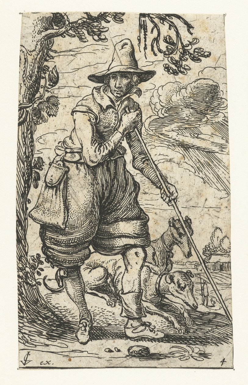 Lovec se dvěma psy od Esaias van de Velde