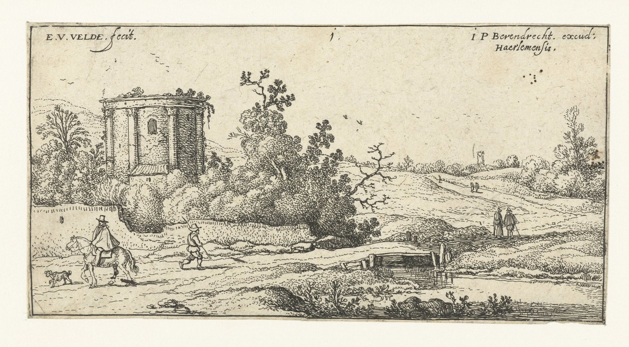 Krajina s ruinami římského chrámu Krajiny (název série) od Esaias van de Velde