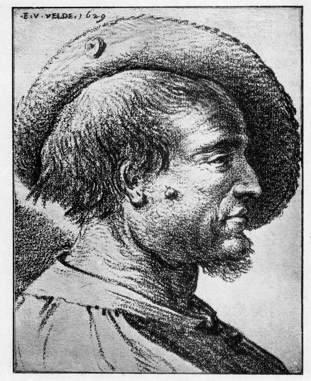 Studie mužské hlavy, 17. století. od Esaias van de Velde