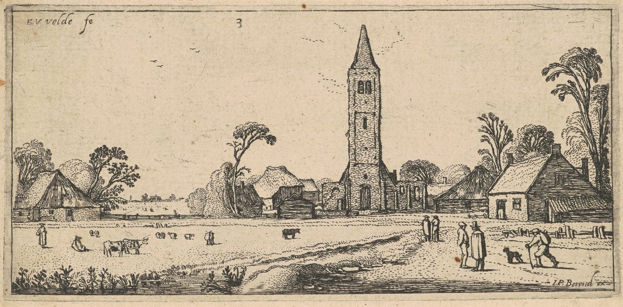 Krajina s loukou a vesnickým kostelíkem od Esaias van de Velde I
