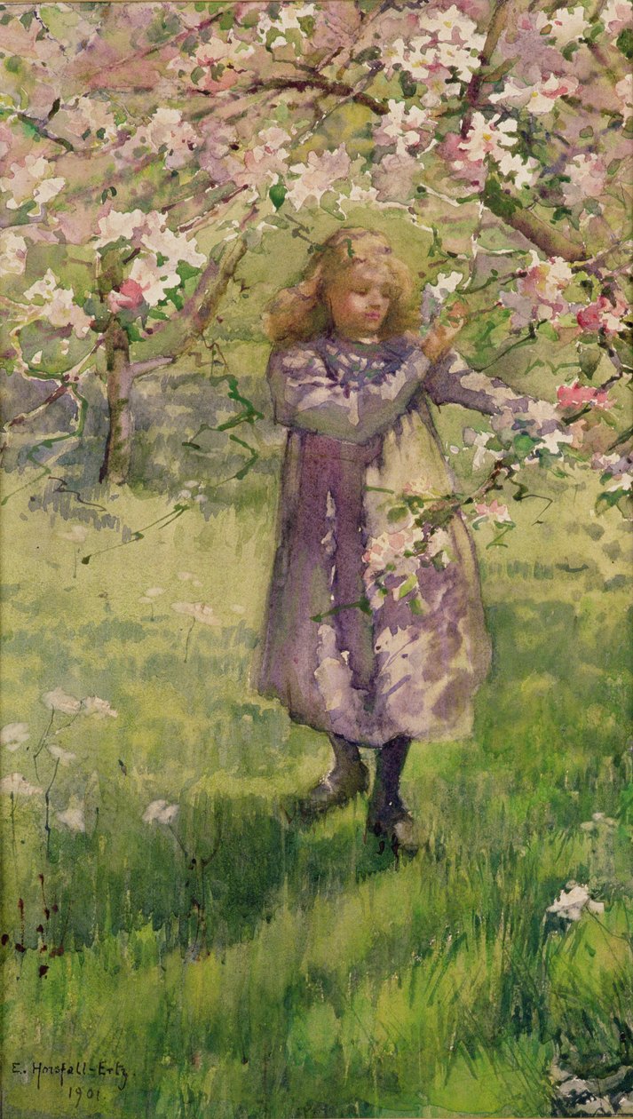 Sbírání jabloňového květu, 1901 od Ethel Horsfall Ertz