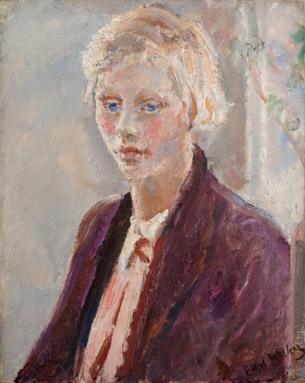 Blondýnka ve fialovém saku, asi 1935 (olej na plátně) od Ethel Walker