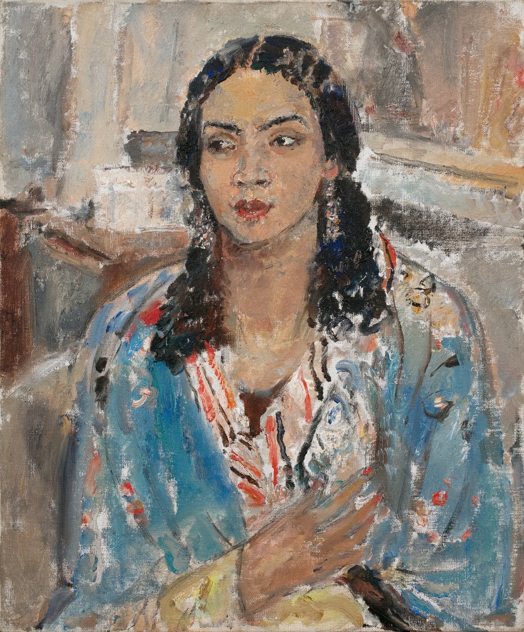 Modrá bunda (olej na plátně) od Ethel Walker