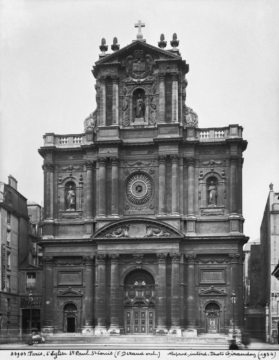 Pohled na fasádu kostela Saint-Paul-Saint-Louis, Paříž, 1627-41 od Etienne and Derand, F. Martellange