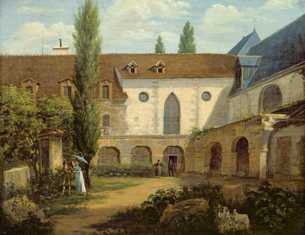 Klášterní nádvoří Petits-Augustins v Paříži, kolem roku 1818 od Etienne Bouhot