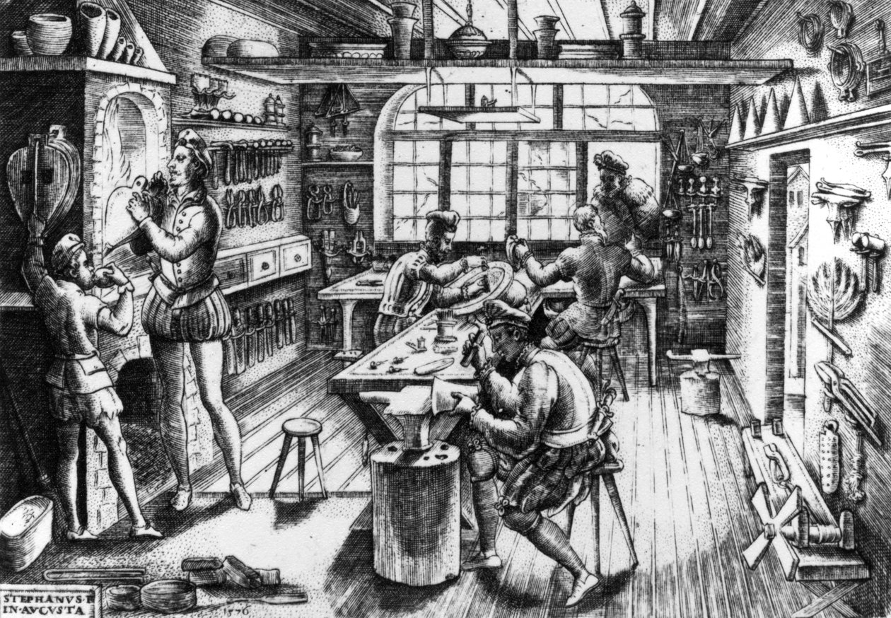 Zlatnická dílna, 1576 od Etienne Delaune