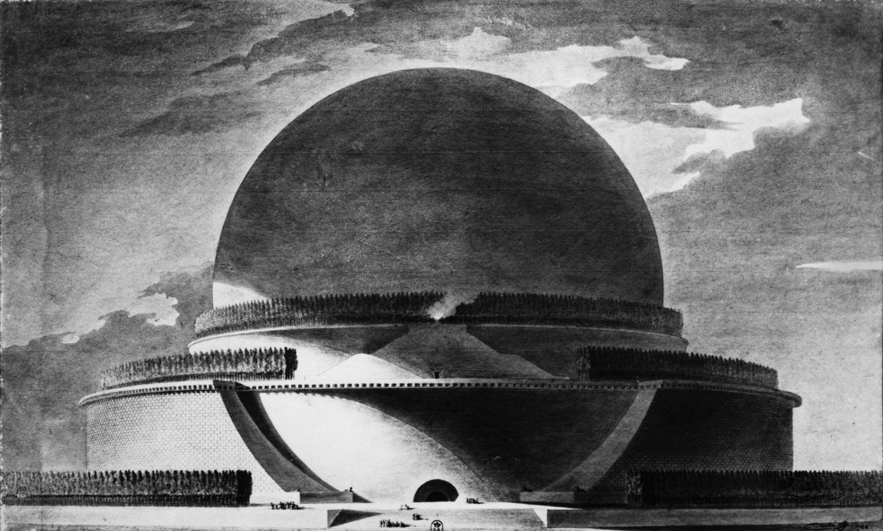 Design pro Newtonův cenotaf, 1764 (černobílá fotografie) od Etienne Louis Boullee