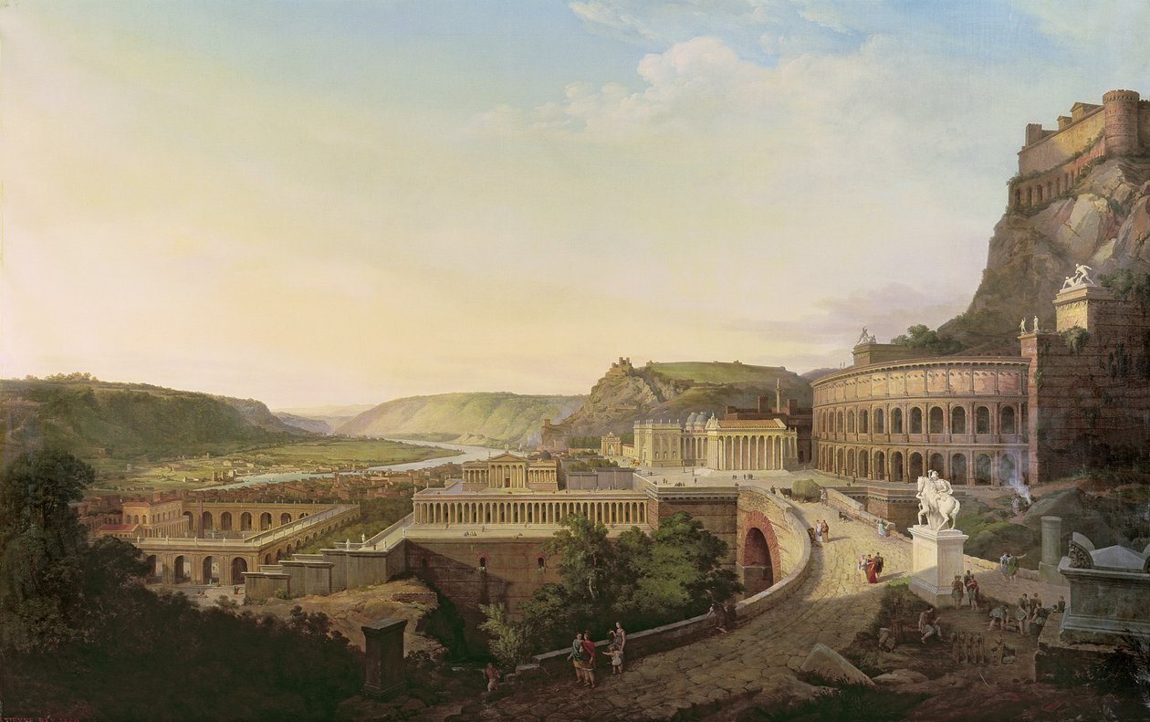 Pohled na Vídeň v době římské, 1860 od Etienne Rey