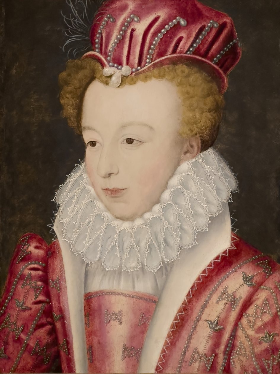 Portrét Markéty Francouzské, královny Navarrské, po roce 1572 (olej na dřevě) od Etienne (after) Dumonstier