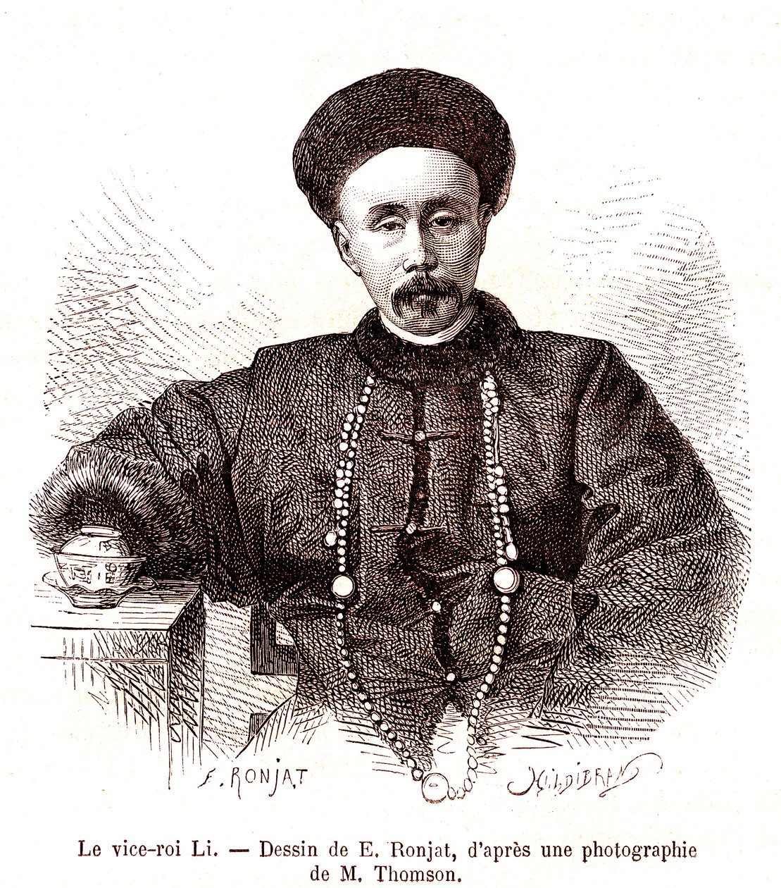 Li Hongzang, místokrál Zhili, na císařském dvoře v Číně. 1873 (rytina) od Etienne Antoine Eugene Ronjat