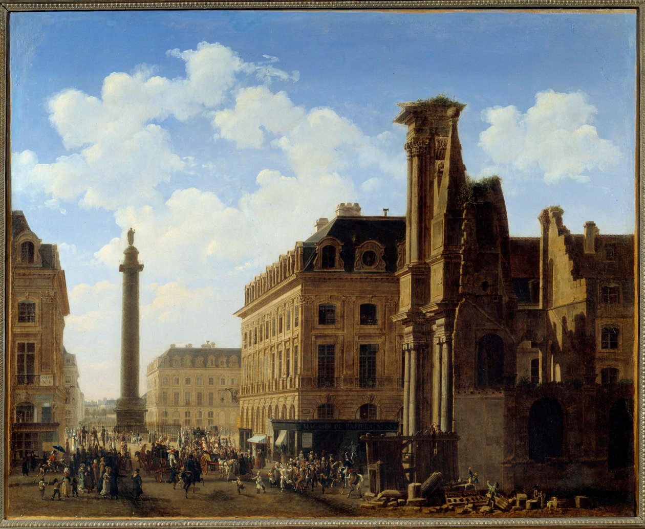 Place Vendome a ulice Castiglione s ruinami kostela Leafy. Obraz Etienna Bouhota (1780-1862) 1808 Ne. 0,81x0,99 m Paříž, Musee Carnavalet od Etienne Bouhot