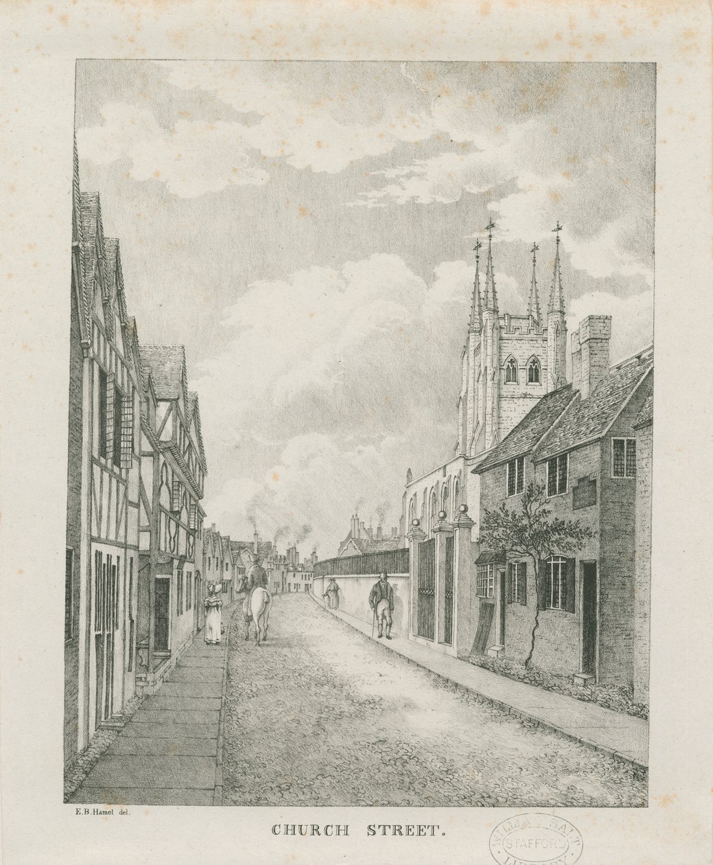 Tamworth - Church Street: litografie, nd [1796-1865] (tisk) od Etienne Bruno Hamel