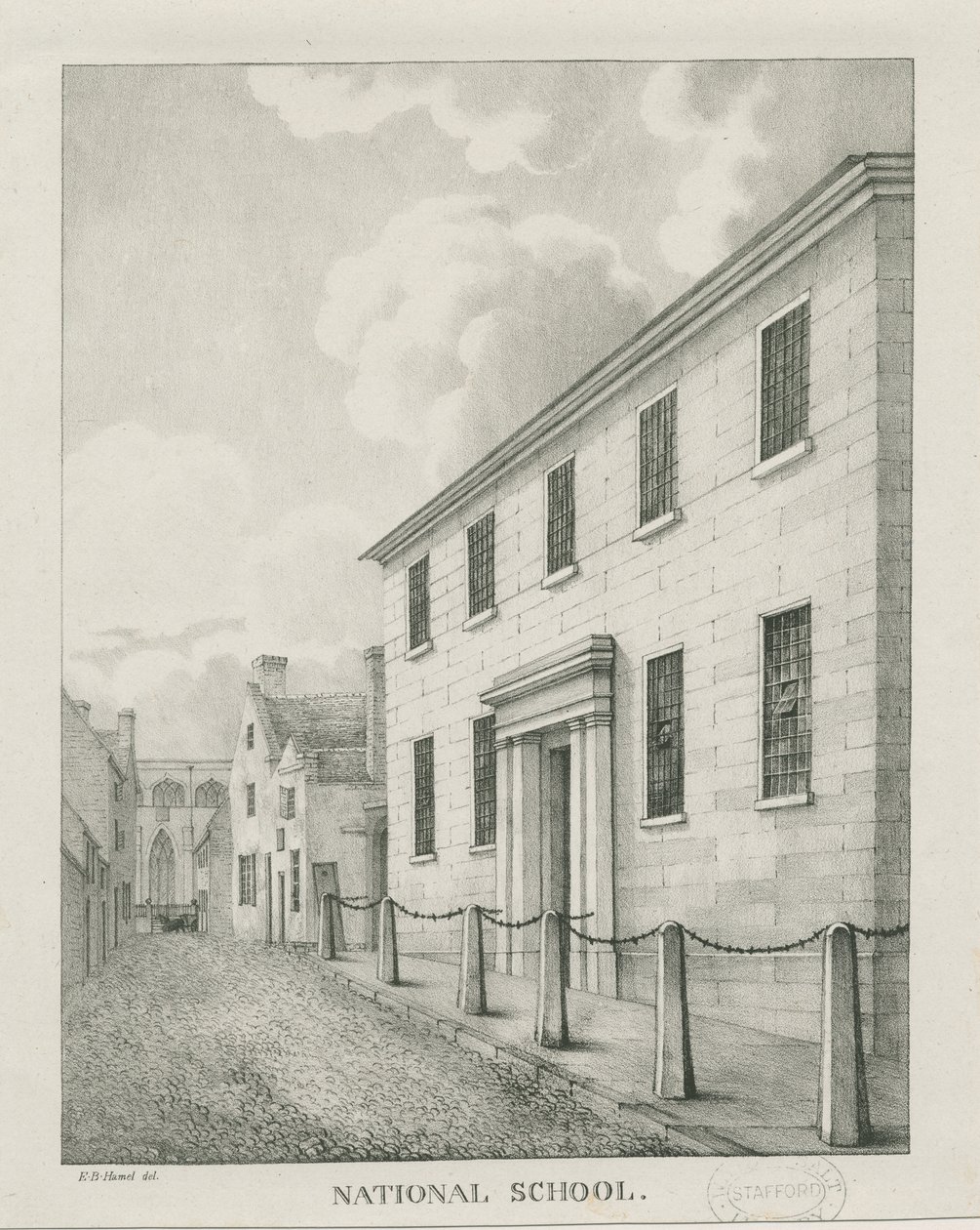 Tamworth - National School: litografie, nd [1796-1865] (tisk) od Etienne Bruno Hamel
