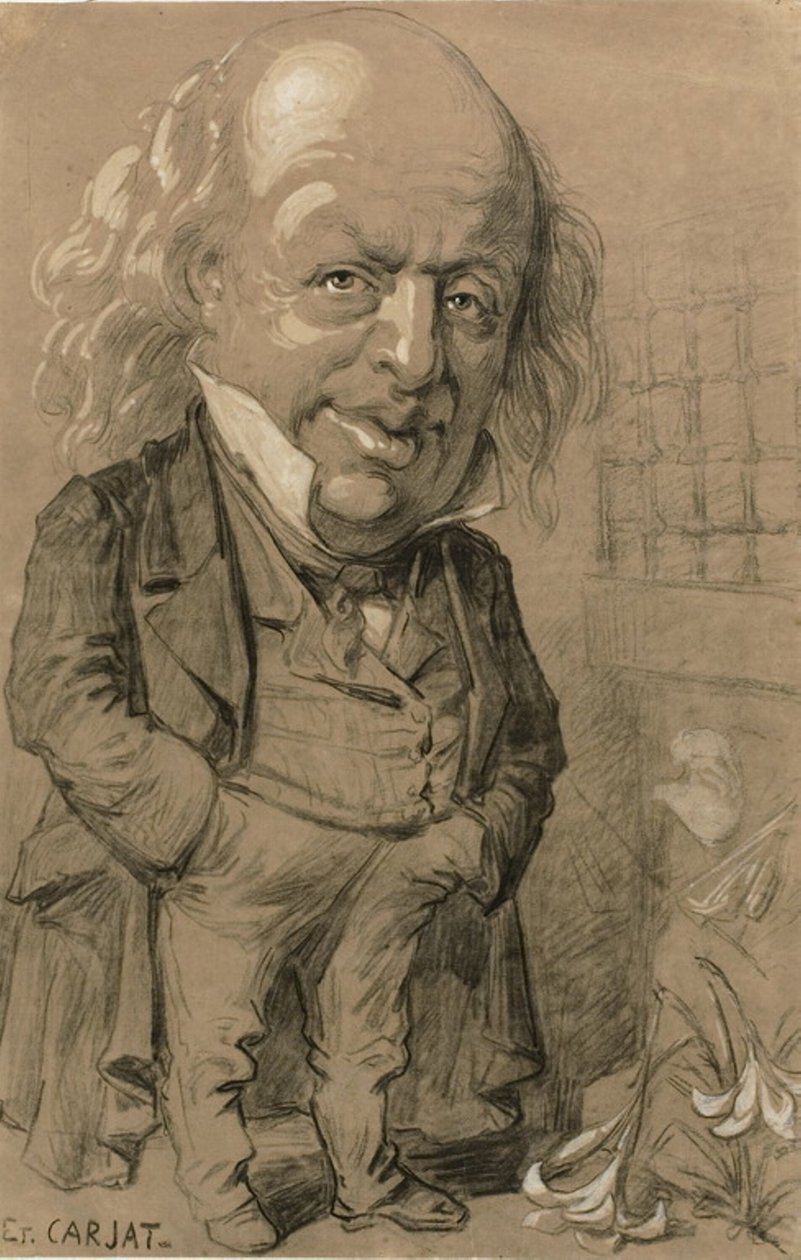 Karikaturní portrét Pierre-Jean de Beranger od Etienne Carjat