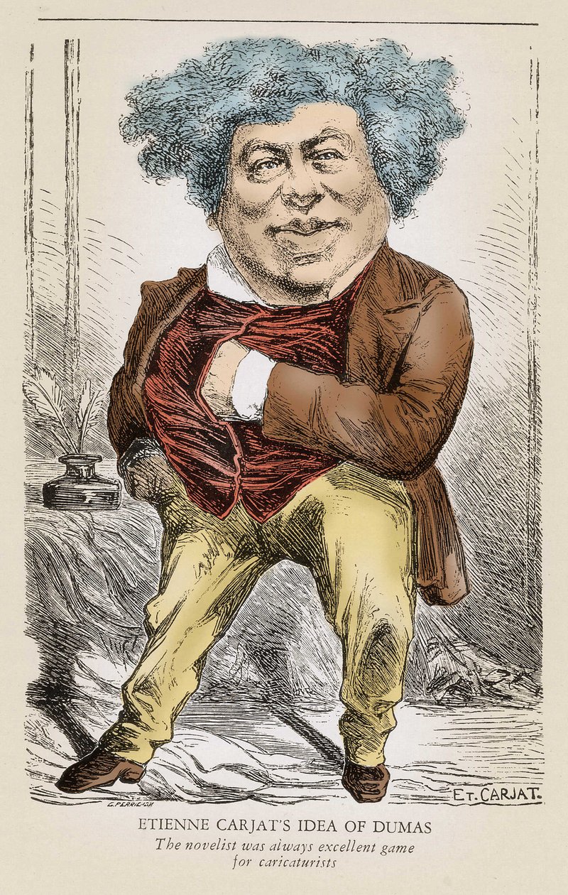 Portrét Alexandra DUMASE (1803-1870), otec: karikatura Etienna Carjata. od Etienne Carjat