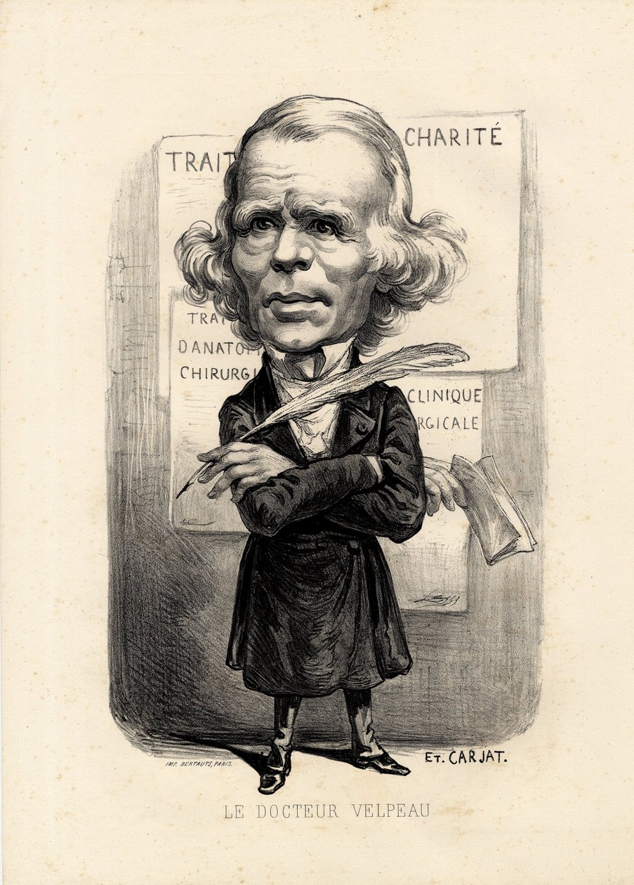 feuille volante - Ilustrace Etienne Carjat (1826-1906): lékařství, lékařství, sante, charita, anatomie, plakáty - chirurg, Velpeau Alfred (1795-1867) od Etienne Carjat