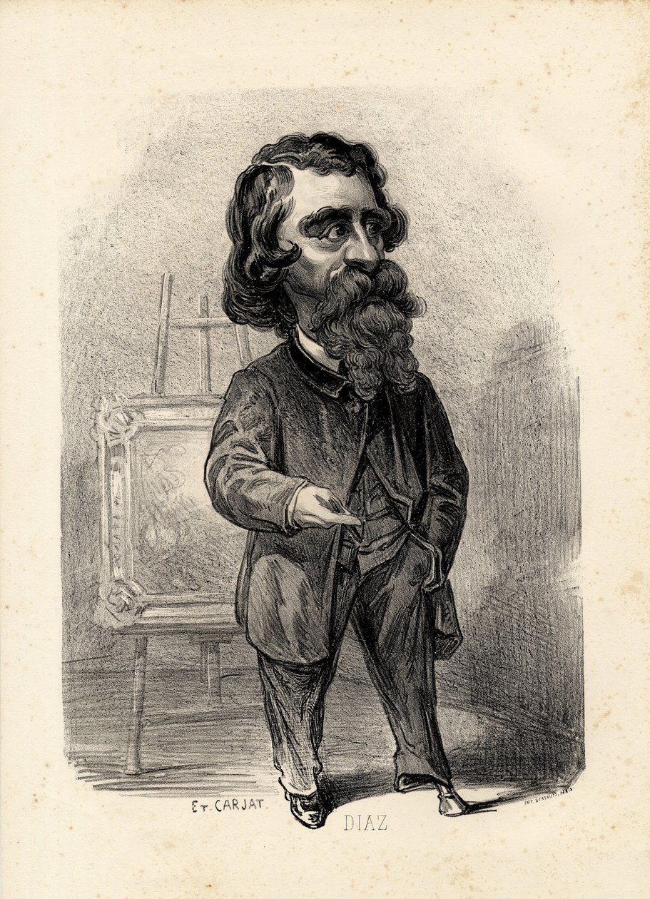 létající list - Ilustrace Etienne Carjat (1826-1906): Umění - Malíři, Diaz Narcisse Diaz de la Pena (1807-1876) od Etienne Carjat
