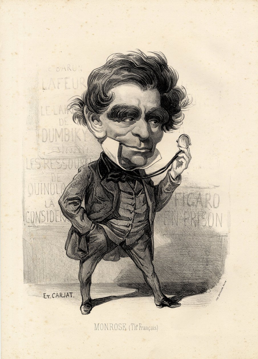 létající list - Ilustrace Etienne Carjat (1826-1906): Divadlo - Monrose Antoine-Martial Louis Barizain, Louis Monrose (1811-1883) od Etienne Carjat