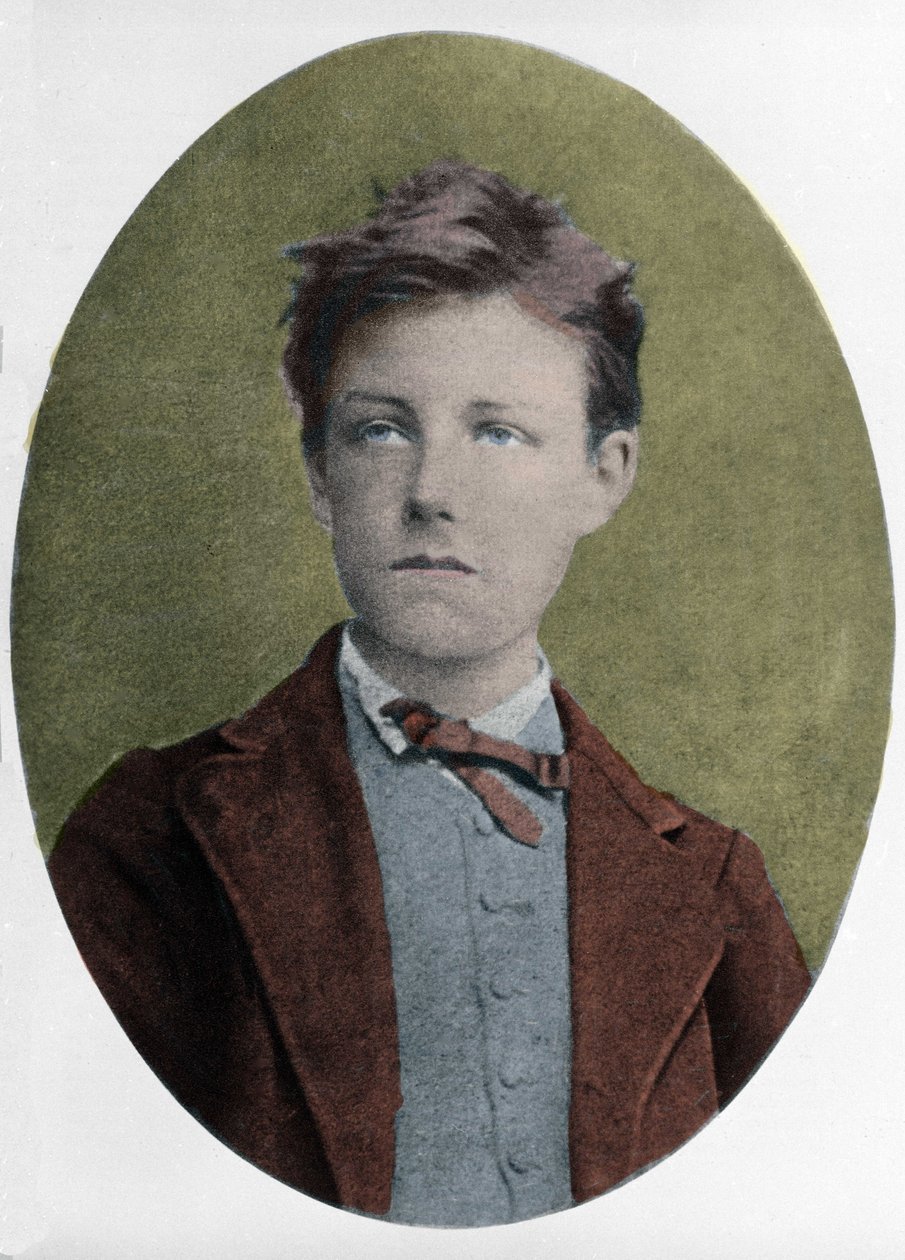 portrét Arthura Rimbauda (1854-1891), francouzského básníka, ve věku 17 let, od Carjata. od Etienne Carjat