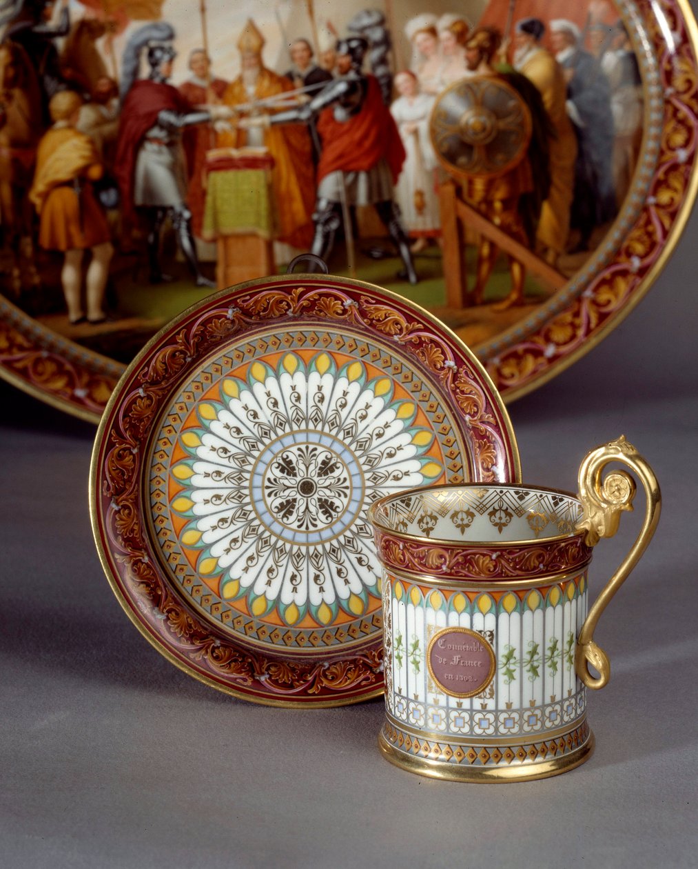 Servírovací porcelánový šálek s podšálkem vyrobený z čokolády. Realizoval Etienne Charles Leguay (1762-1846) 1835 Sevres, porcelánka od Etienne Charles Leguay