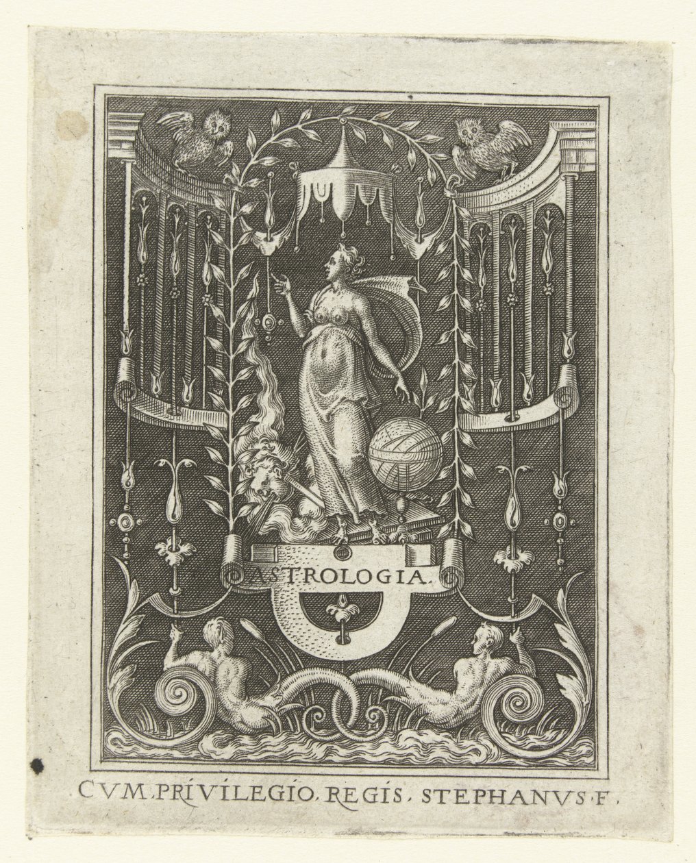 Astrologie ASTROLOGIE. (název na objektu) Čtyři svobodná umění, perspektiva a architektura, reprezentovaná ženami (pozdější verze) (název série) od Etienne Delaune