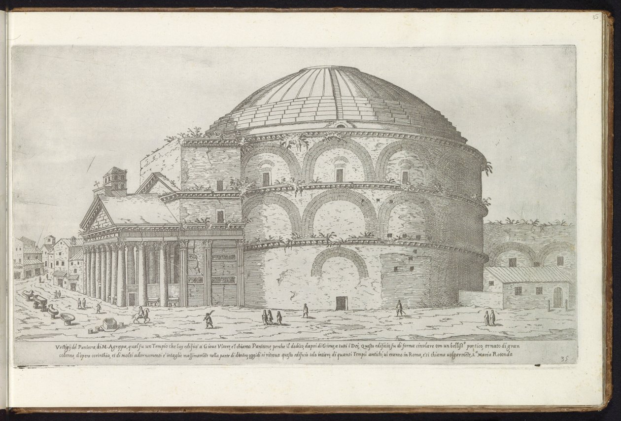 Pantheon v Římě Bouwwerken uit de oudheid (název série) Pozůstatky starověku Říma shromážděné a portréty v perspektivě Stefano Du Perac Parisino (název série na objektu) od Etienne Duperac