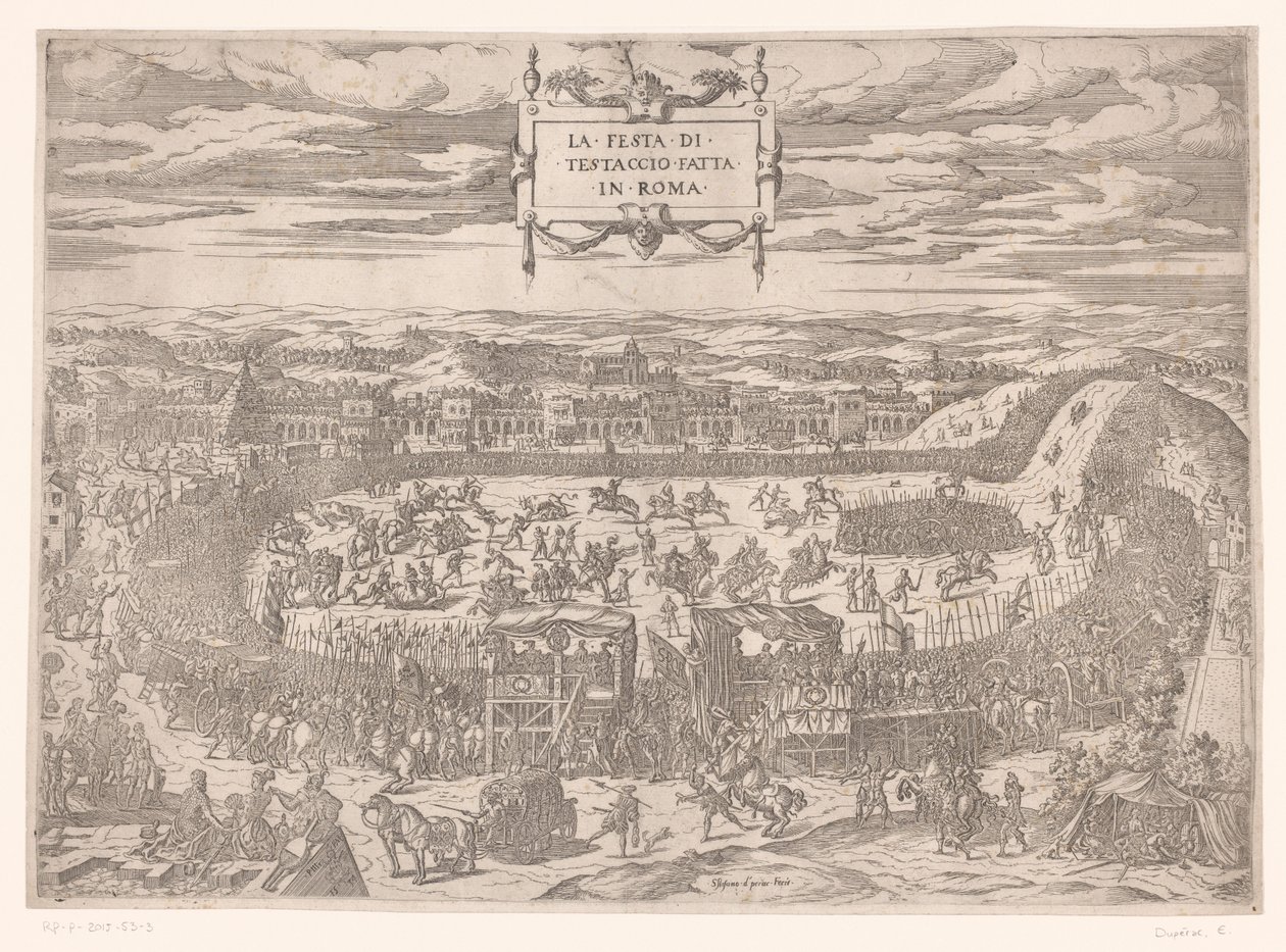 Papežský svátek na Testaccio v Římě v roce 1534 La festa di Testaccio fatta v Římě (název na objektu) od Etienne Duperac