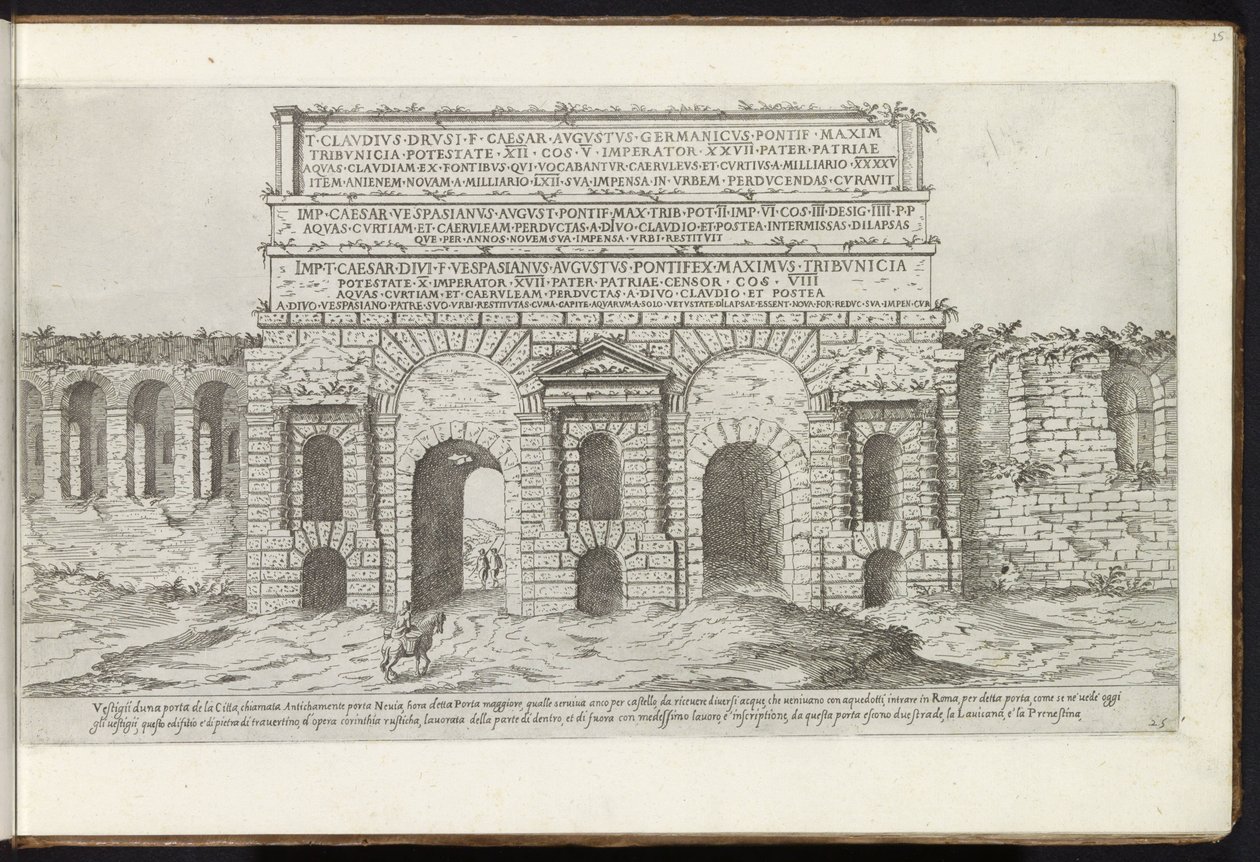 Porta Maggiore te Rome Bouwwerken uit de oudheid (název série) Pozůstatky starověku Říma shromážděné a portréty v perspektivě Stefano Du Perac Parisino (název série na objektu) od Etienne Duperac