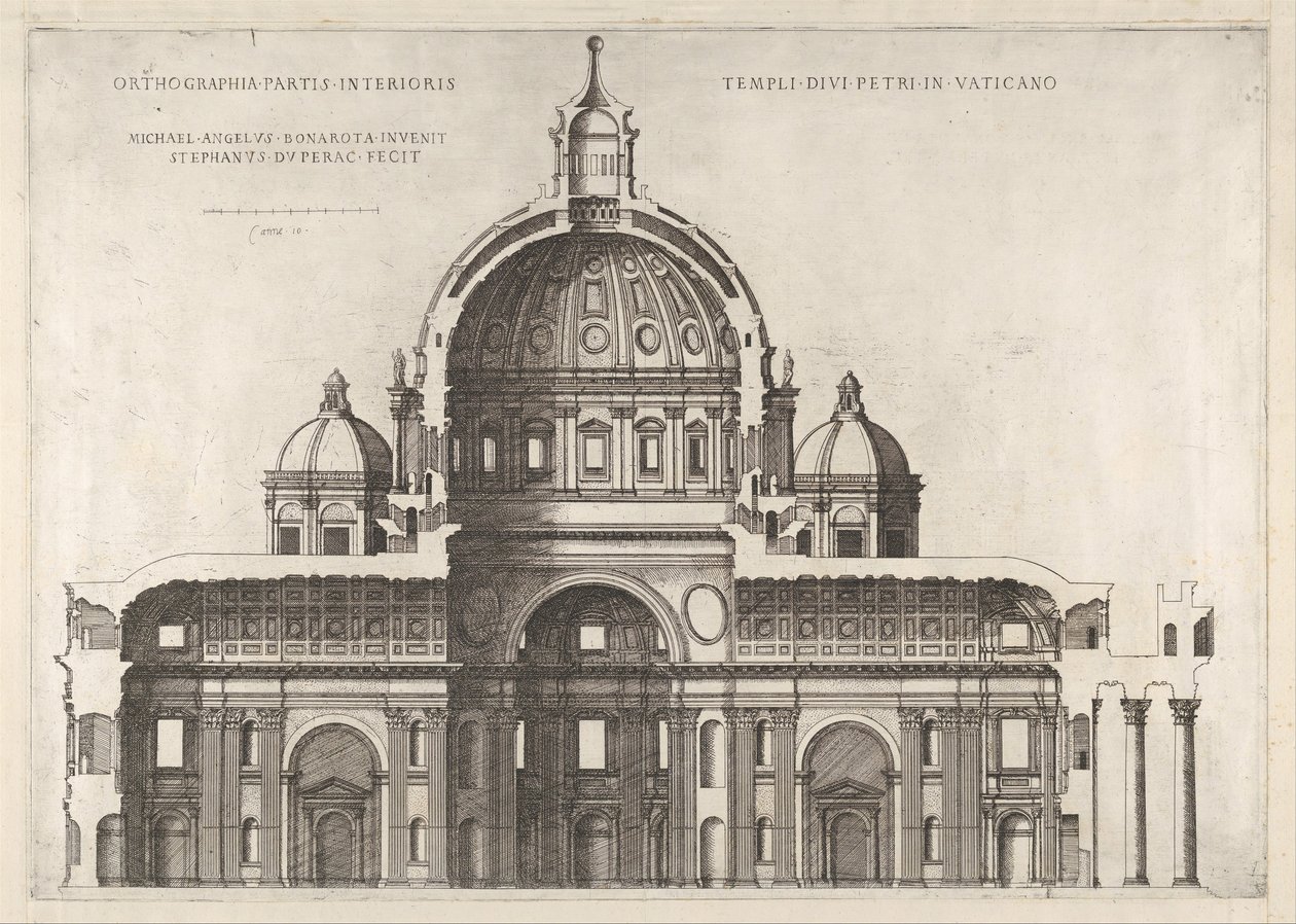 Podélný řez zobrazující vnitřek Sai..., 1551, 1558-61 od Etienne Duperac